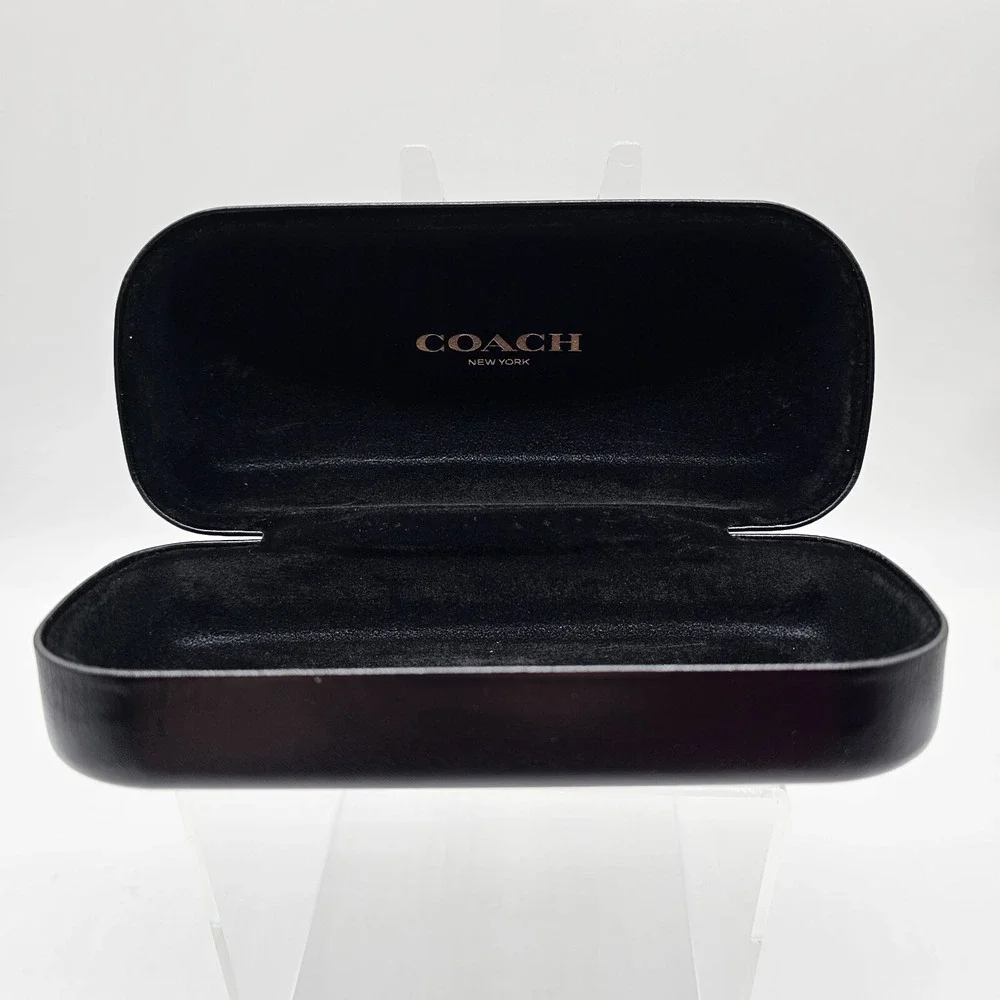 Coach Dome Clamshell Eyeglasses Sunglasses Hard Case Black Leather EUC